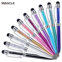 10 sztuk/partia Crystal Stylus Pen diamentowe długopisy biurowe długopis 2 w 1 kryształowy ekran dotykowy pióro do pojemnościowego ekranu 1